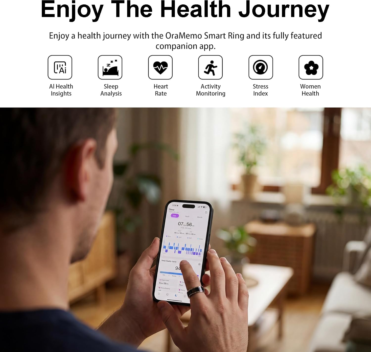 Smart Rings for Men/Women, Matching Ring Designs for Couples, A Symbol of the Bond, Care for their Health/Well-being, Fitness/Sleep Tracker, Gift